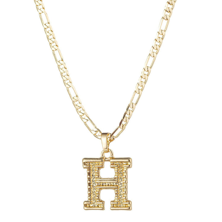 Collana con ciondolo a forma di lettera dorata semplice e nobile - H - image 10