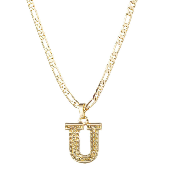 Collana con ciondolo a forma di lettera dorata semplice e nobile - U - image 22
