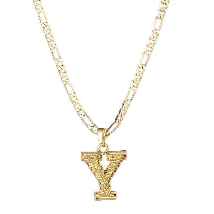 Collana con ciondolo a forma di lettera dorata semplice e nobile - Y - image 26