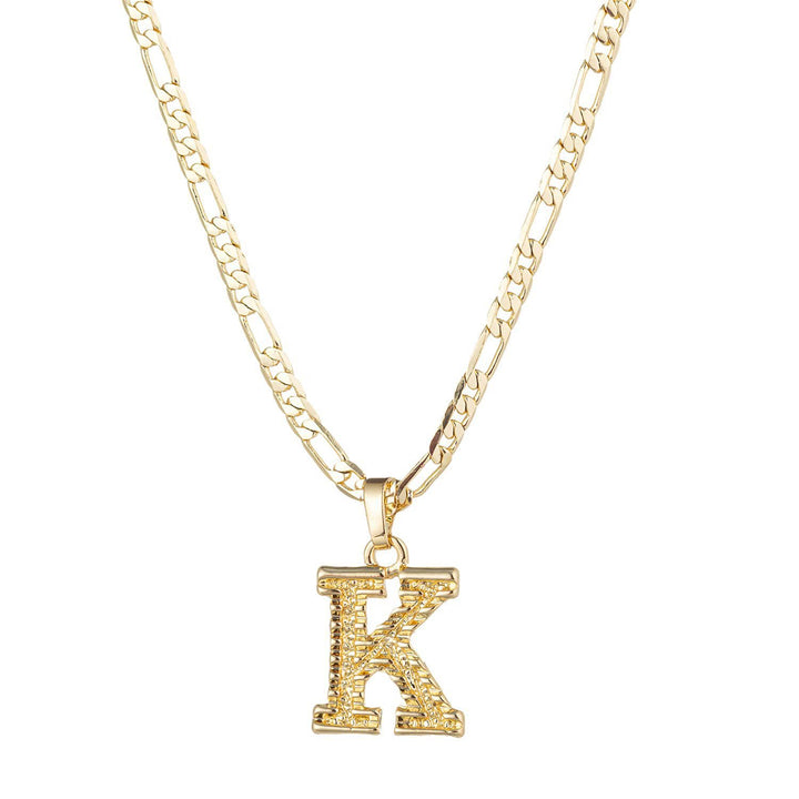 Collana con ciondolo a forma di lettera dorata semplice e nobile - K - image 0