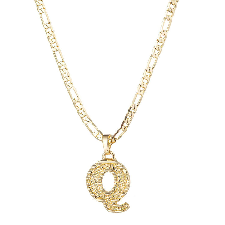 Collana con ciondolo a forma di lettera dorata semplice e nobile - Q - image 18