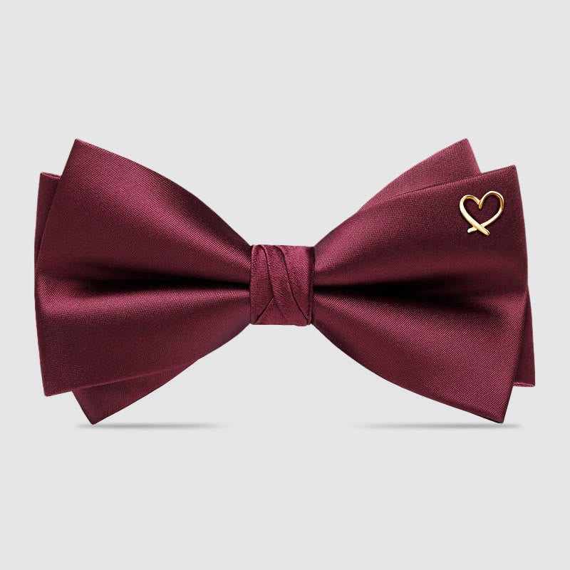 Papillon romantico formale con accenti a cuore dorato - Borgogna n. 1 - image 0