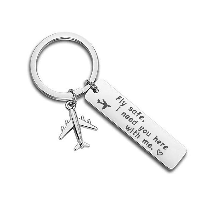 Portachiavi personalizzato con testo inciso a forma di mini aeroplano - Argento - image 2