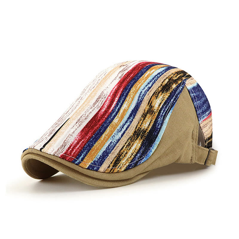 Elegante berretto con motivo a righe astratte e parte superiore piatta - Cachi - Regolabile (22"-23 5/8") - image 6