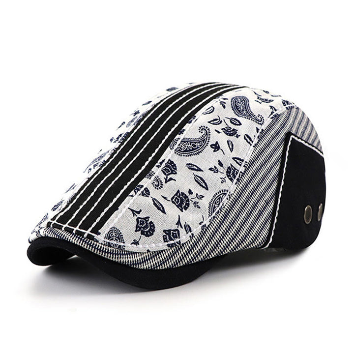 Cappello basco vintage con patchwork a righe e paisley - Nero - Regolabile (22"-23 5/8") - image 3