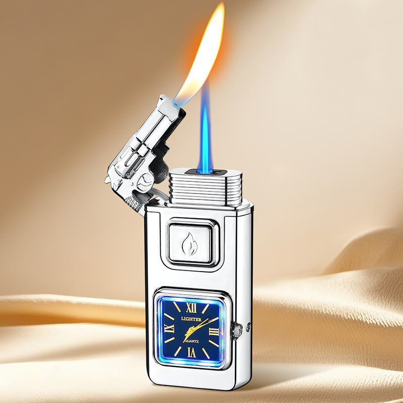Accendino gonfiabile a LED a forma di pistola con orologio - Argento - image 10