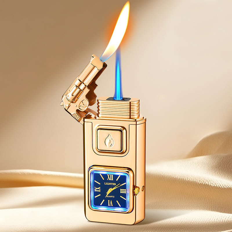 Accendino gonfiabile a LED a forma di pistola con orologio - Oro - image 8