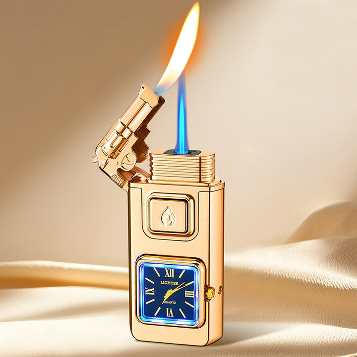 Accendino gonfiabile a LED a forma di pistola con orologio - Oro - image 8
