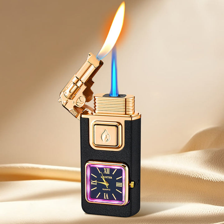 Accendino gonfiabile a LED a forma di pistola con orologio - Nero opaco - image 0