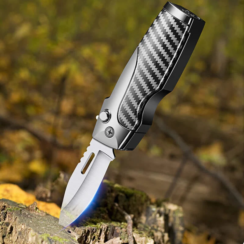 Coltello pieghevole multifunzionale 2 in 1 con getto dritto e accendino - image 3