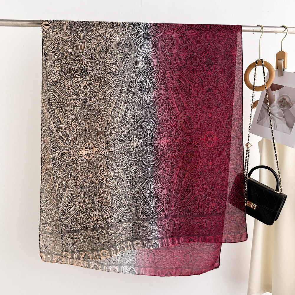 Sciarpa leggera e trasparente con stampa Paisley vintage da donna - image 1