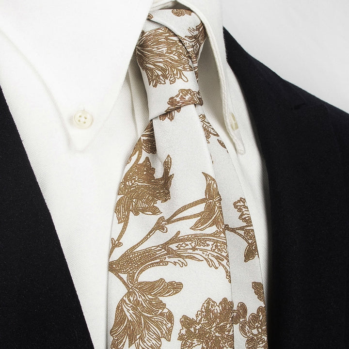 Cravatta larga da uomo con stampa floreale retrò in stile senza tempo - Bianco - image 21