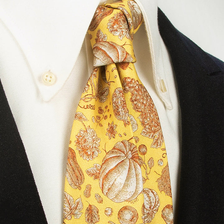 Cravatta larga da uomo con stampa floreale retrò in stile senza tempo - Giallo - image 6