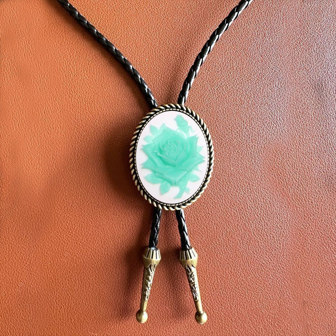 Cravatta Bolo con testa di toro creativa da cavaliere cowboy occidentale - Verde - image 5