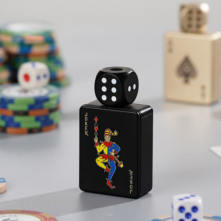 Accendino a butano ricaricabile a forma di poker con dadi rotanti - Joker nero - image 12