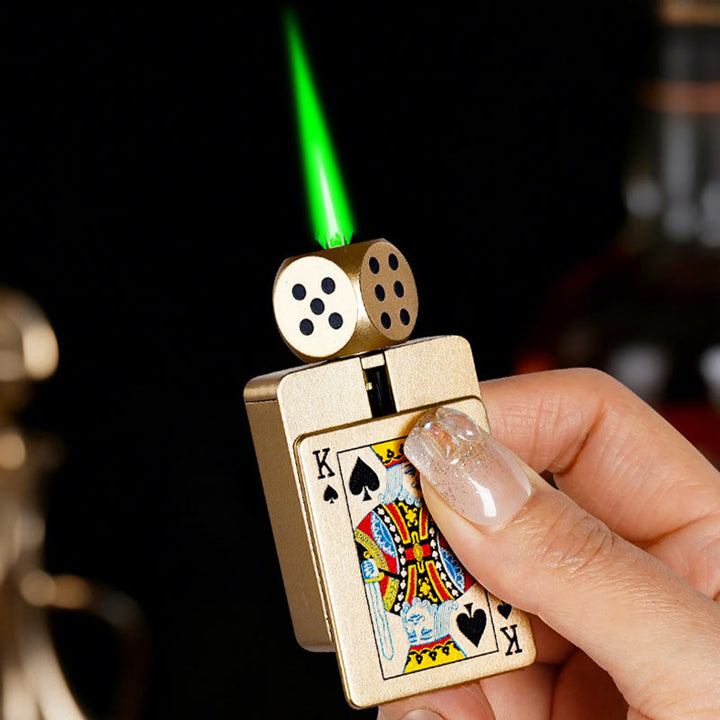 Accendino a butano ricaricabile a forma di poker con dadi rotanti - image 5
