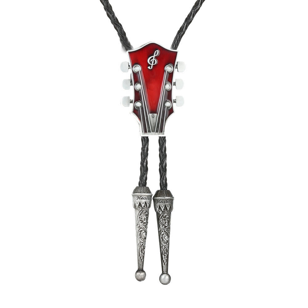 Cravatta Bolo con struttura in metallo retrò a forma di chitarra - Rosso - image 6