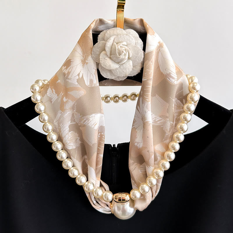 Collana con sciarpa e perle artificiali con chiusura magnetica da donna - image 1
