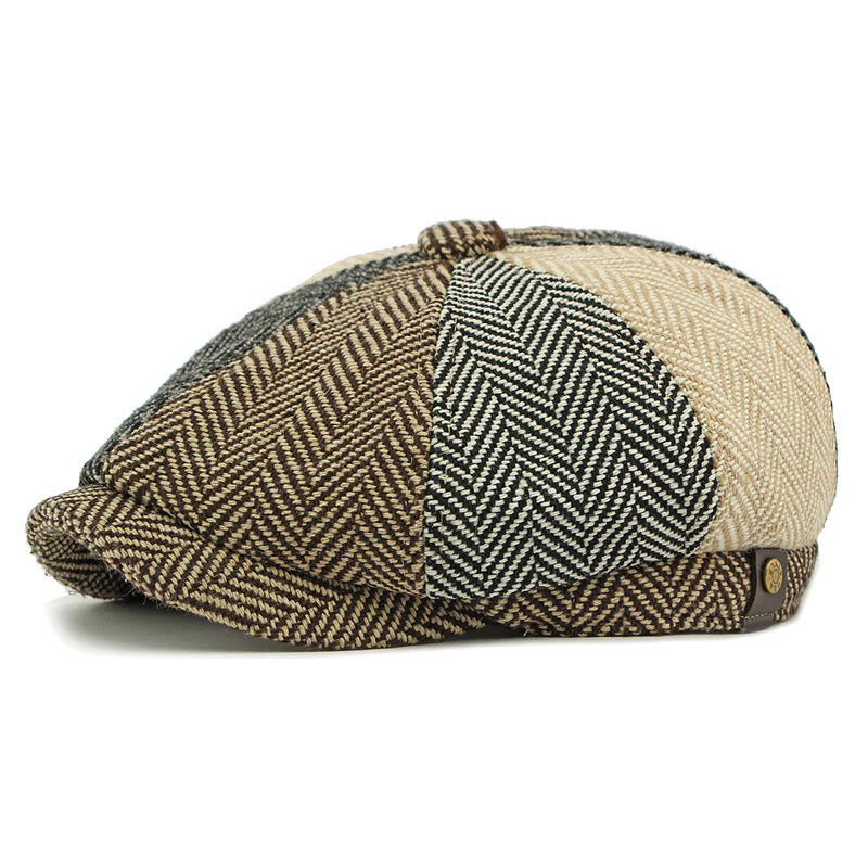 Cappello basco da uomo in stile retrò britannico con blocchi di colore - Blocco di colore - Regolabile (21 5/8"-23 5/8") - image 0