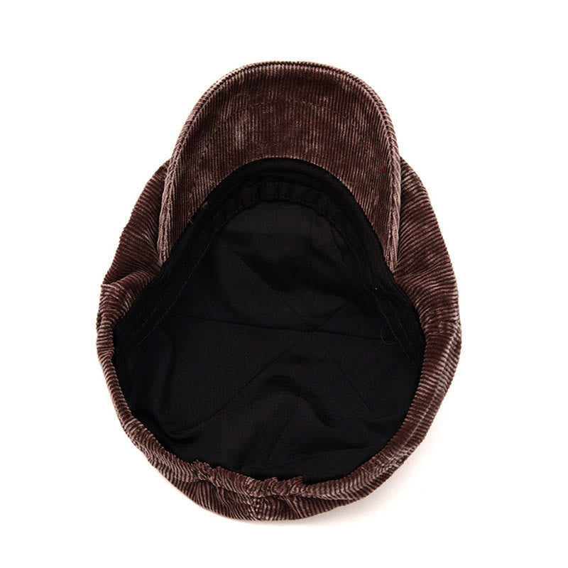 Cappello da giornalaio in velluto a coste tinta unita di ispirazione retrò - image 7