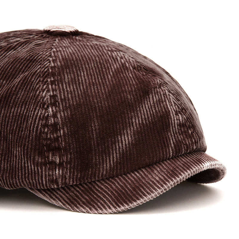 Cappello da giornalaio in velluto a coste tinta unita di ispirazione retrò - image 1