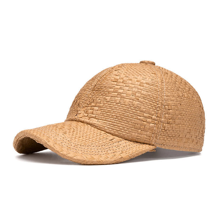 Cappellino da baseball in paglia intrecciata, tonalità naturale estiva - Cachi - Regolabile (22"-24") - image 9