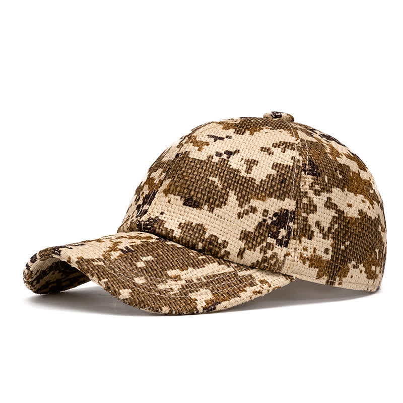 Cappellino da baseball in paglia intrecciata, tonalità naturale estiva - Mimetica gialla - Regolabile (22"-24") - image 10