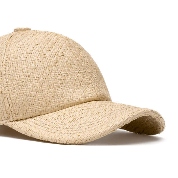 Cappellino da baseball in paglia intrecciata, tonalità naturale estiva - image 1