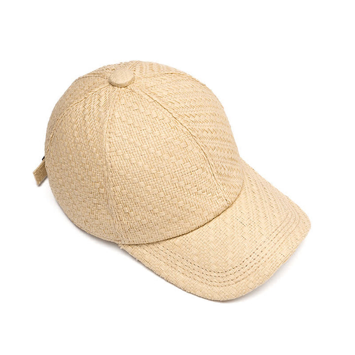 Cappellino da baseball in paglia intrecciata, tonalità naturale estiva - image 4
