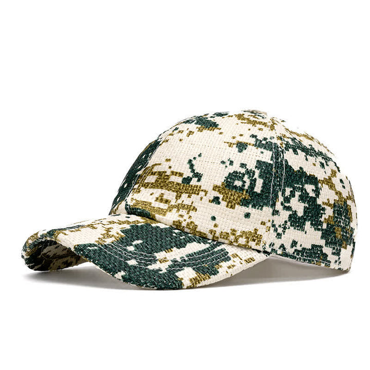 Cappellino da baseball in paglia intrecciata, tonalità naturale estiva - Mimetica verde - Regolabile (22"-24") - image 11