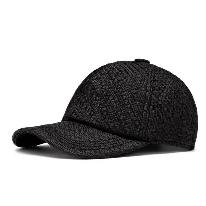 Cappellino da baseball in paglia intrecciata, tonalità naturale estiva - Nero - Regolabile (22"-24") - image 8