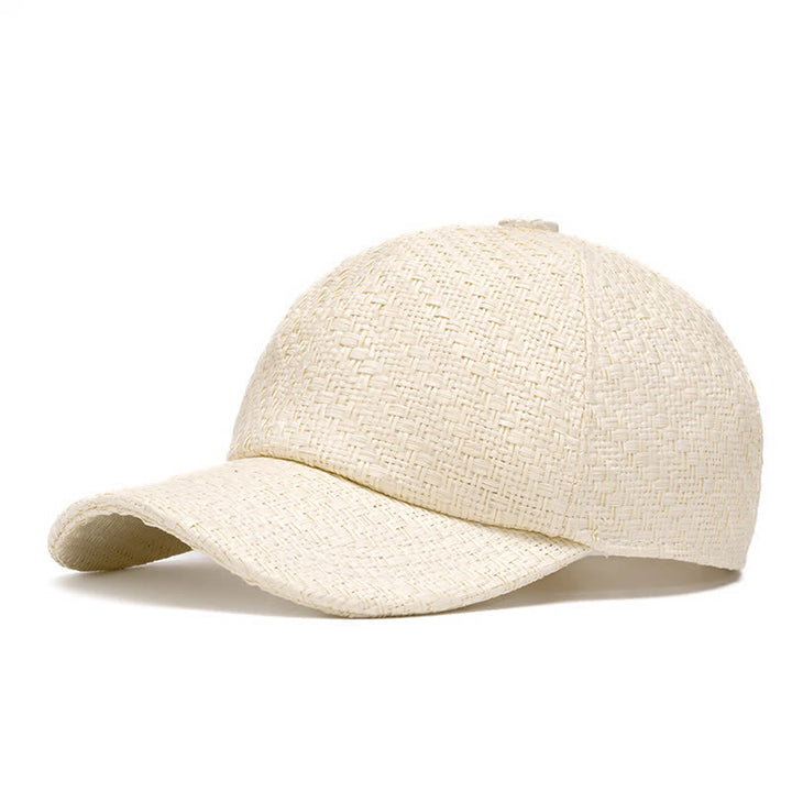 Cappellino da baseball in paglia intrecciata, tonalità naturale estiva - Avorio - Regolabile (22"-24") - image 12