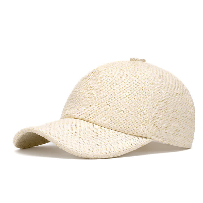 Cappellino da baseball in paglia intrecciata, tonalità naturale estiva - Bianco - Regolabile (22"-24") - image 13