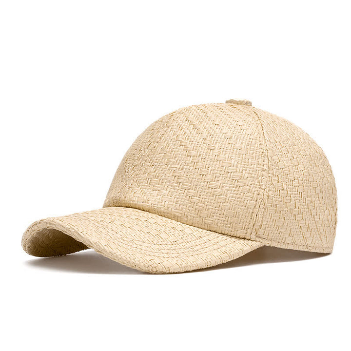 Cappellino da baseball in paglia intrecciata, tonalità naturale estiva - Beige - Regolabile (22"-24") - image 0
