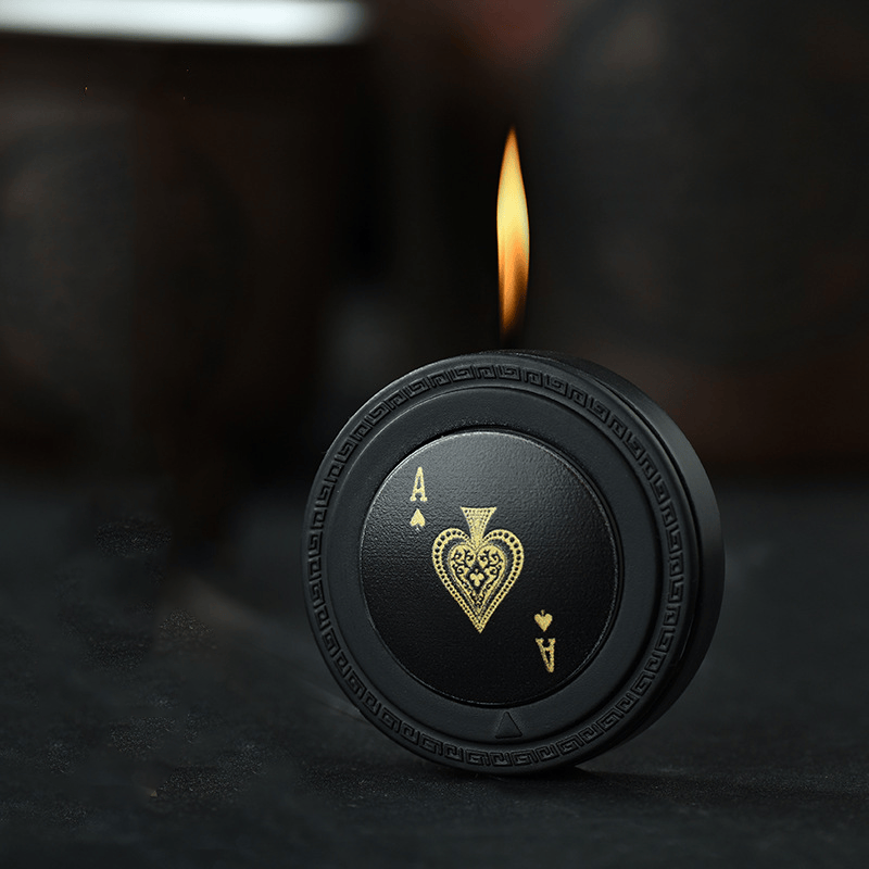 Creative Poker Spade A Round Butane Lighter - Nero - image 0