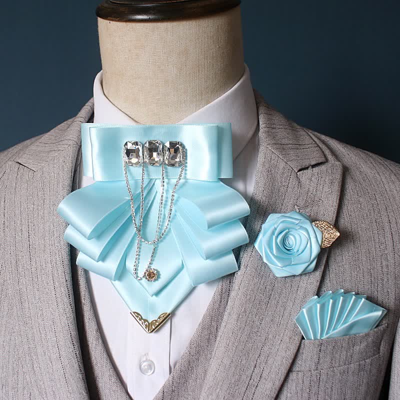 Set di 3 papillon con fiori di strass esagerati - Azzurro cielo - image 4