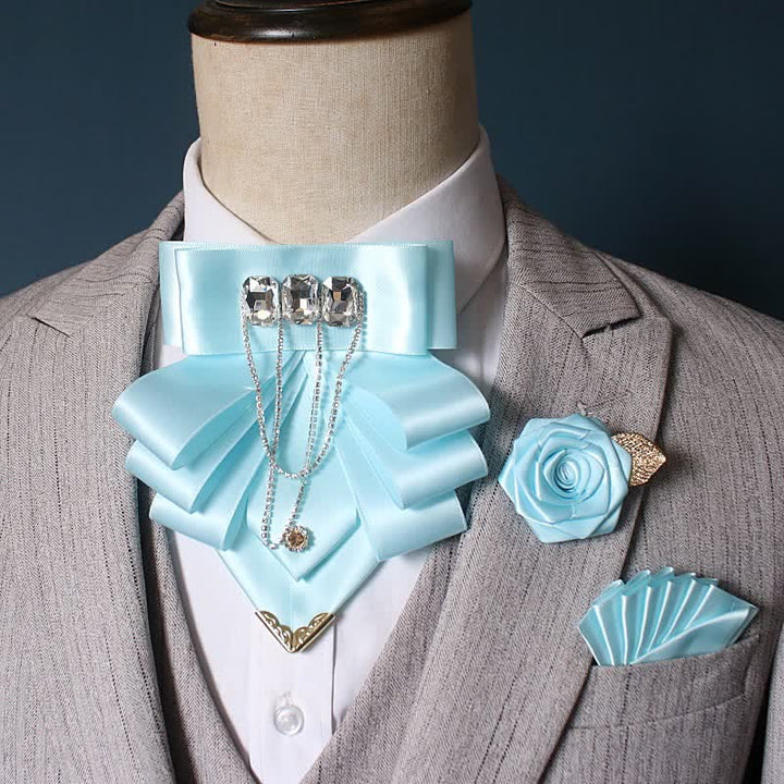 Set di 3 papillon con fiori di strass esagerati - Azzurro cielo - image 4