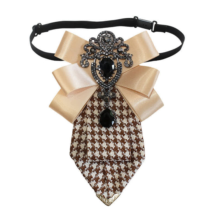 Cravatta da donna con motivo pied de poule e cristalli decorati - image 3