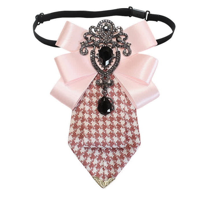 Cravatta da donna con motivo pied de poule e cristalli decorati - image 5