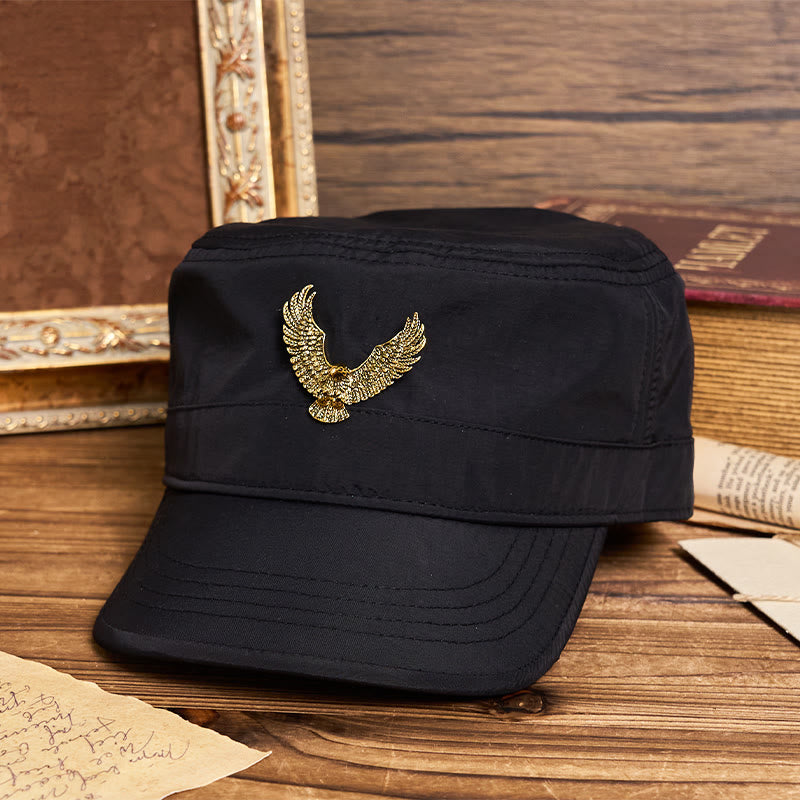 Cappello basco piatto da uomo con toppa vintage con aquila - image 1