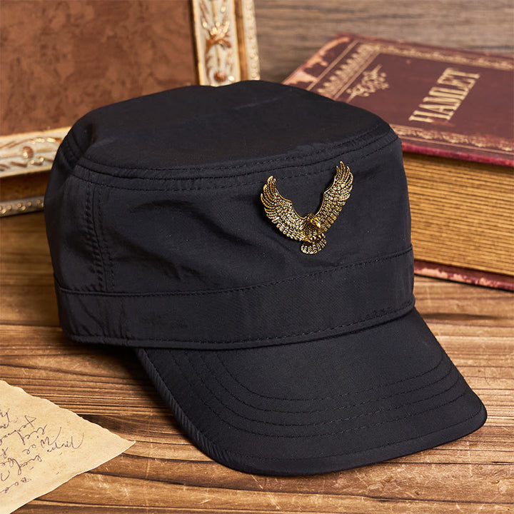 Cappello basco piatto da uomo con toppa vintage con aquila - D'oro - 23 5/8" - image 0