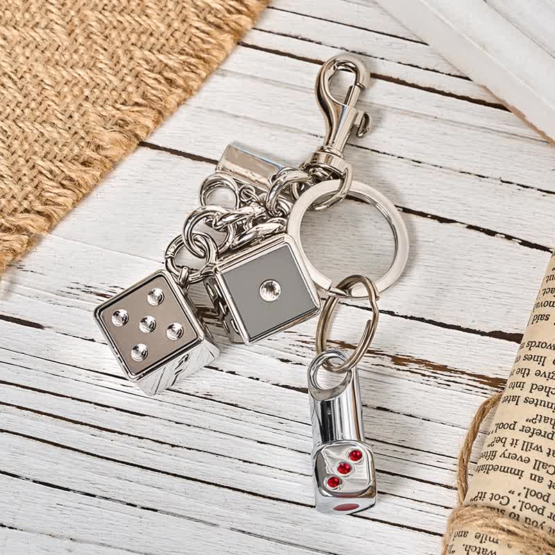 Portachiavi accendino tascabile ricaricabile a forma di mini dadi giocosi - Argento - image 0