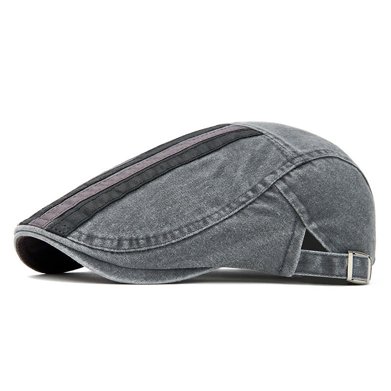 Cappello basco patchwork a righe lavato vintage estivo - Grigio - Regolabile (22"-24") - image 4