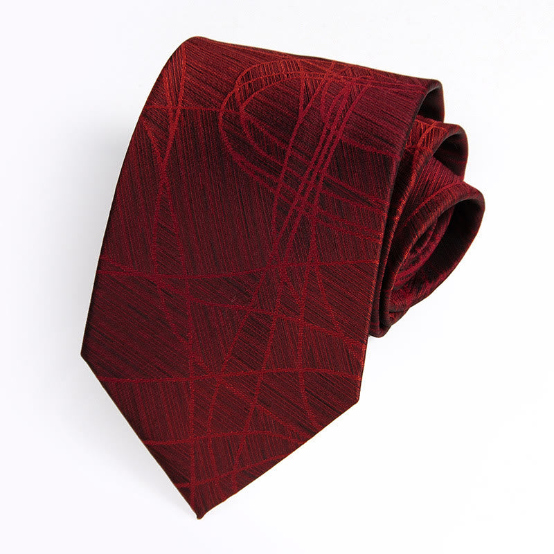 Cravatta da uomo in jacquard con linee sfumate di lusso - Rosso - image 1