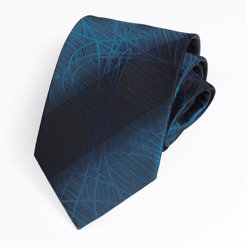 Cravatta da uomo in jacquard con linee sfumate di lusso - Blu - image 2