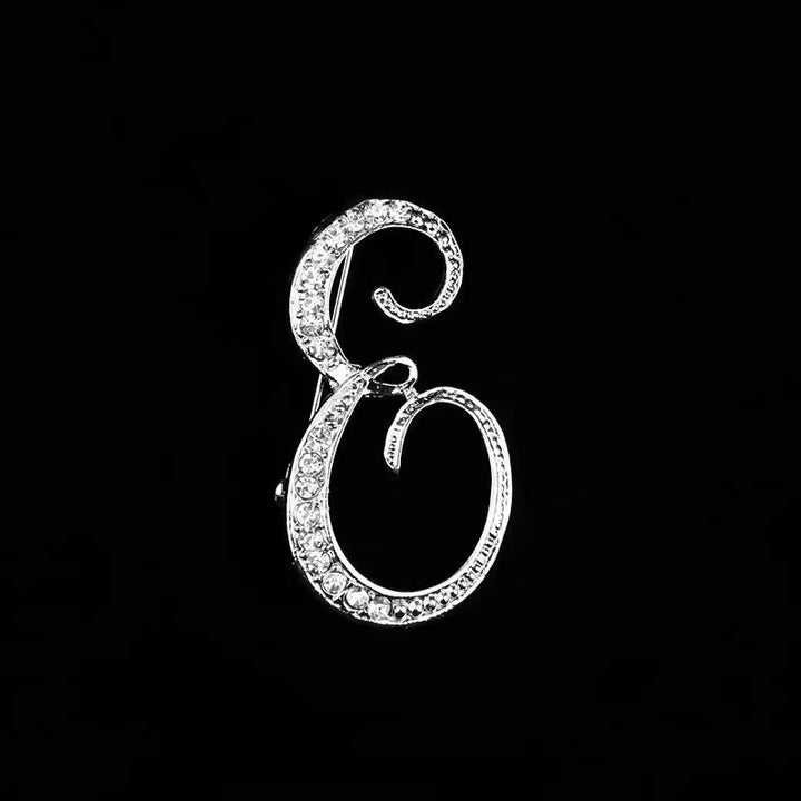 Spilla con iniziale in oro e argento e diamanti intarsiati - Argento - E - image 27