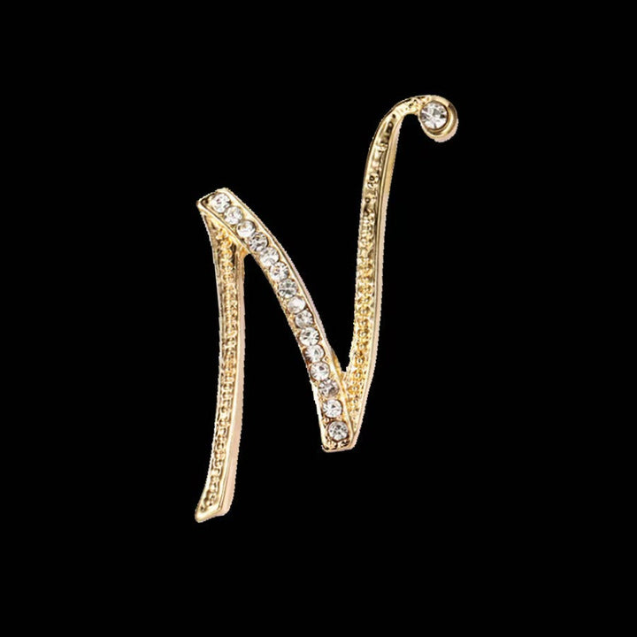Spilla con iniziale in oro e argento e diamanti intarsiati - D'oro - N - image 11