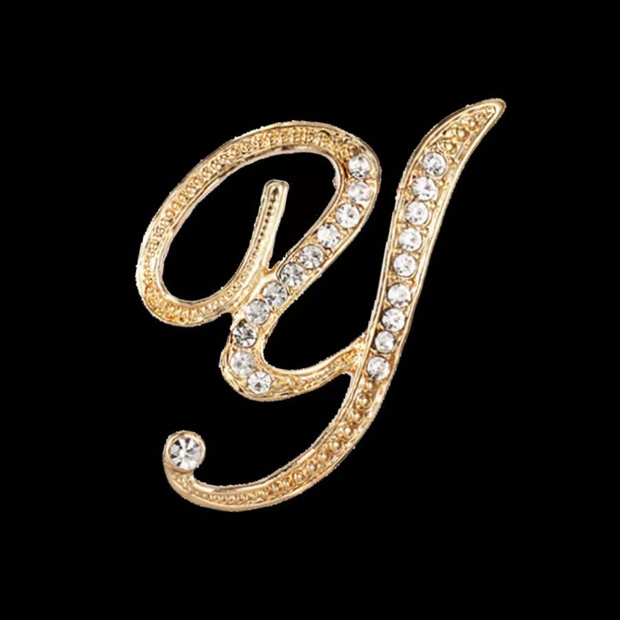 Spilla con iniziale in oro e argento e diamanti intarsiati - D'oro - Y - image 22