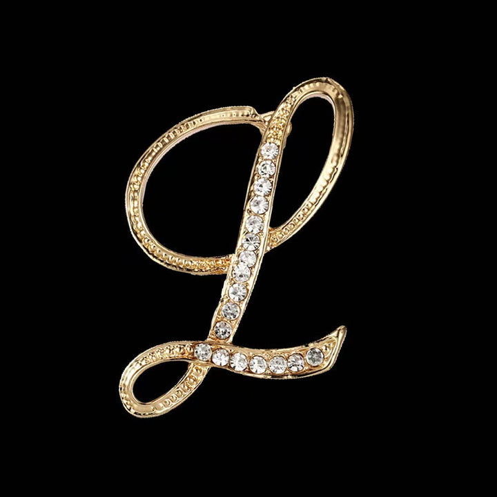 Spilla con iniziale in oro e argento e diamanti intarsiati - D'oro - L - image 10