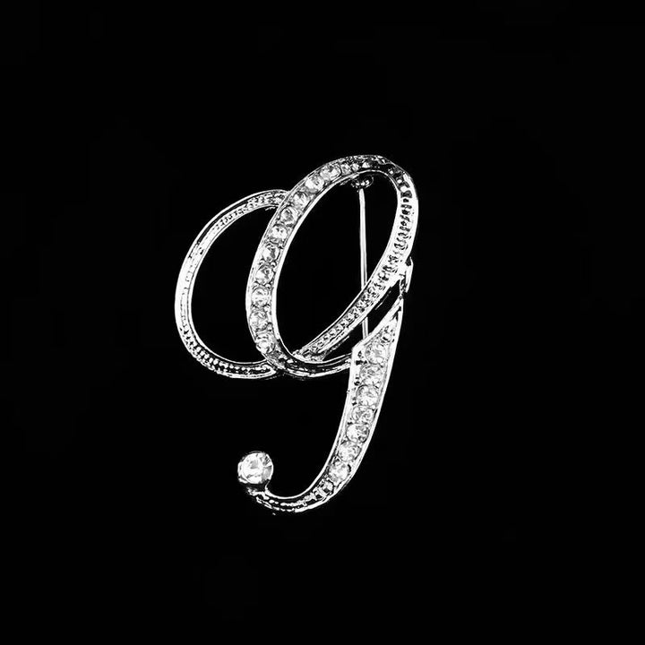Spilla con iniziale in oro e argento e diamanti intarsiati - Argento - G - image 29